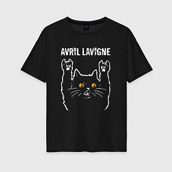 Футболка оверсайз женская Avril Lavigne rock cat, цвет: черный