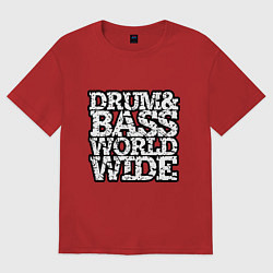 Женская футболка оверсайз Drum and bass world wide