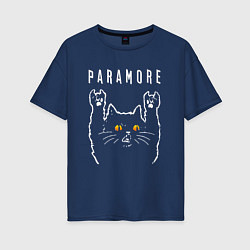 Женская футболка оверсайз Paramore rock cat