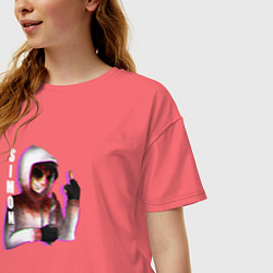 Футболка оверсайз женская Саймон, цвет: коралловый — фото 2