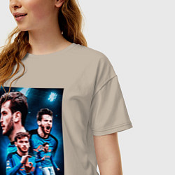 Футболка оверсайз женская Хвича Кварацхелия Наполи, цвет: миндальный — фото 2