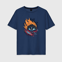 Футболка оверсайз женская Fire eye, цвет: тёмно-синий