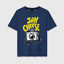 Женская футболка оверсайз Cheese photo camera