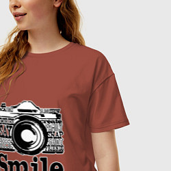 Футболка оверсайз женская Smile camera, цвет: кирпичный — фото 2