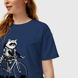Футболка оверсайз женская Raccoon ride, цвет: тёмно-синий — фото 2