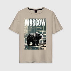 Женская футболка оверсайз Москва - Россия - медведь