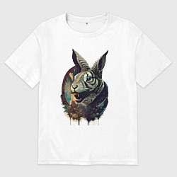 Женская футболка оверсайз Свирепый зайчара - нейросеть