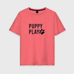 Футболка оверсайз женская Puppy Play, цвет: коралловый