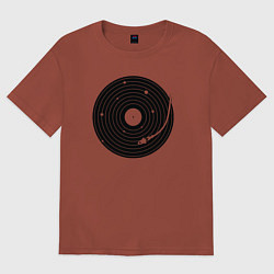 Футболка оверсайз женская Космический винил, цвет: кирпичный