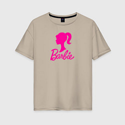 Футболка оверсайз женская Розовый логотип Барби, цвет: миндальный