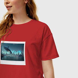 Футболка оверсайз женская New York в рамке, цвет: красный — фото 2