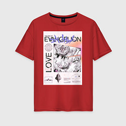 Женская футболка оверсайз Евангелион постер