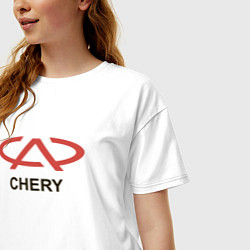 Футболка оверсайз женская Chery Logo, цвет: белый — фото 2