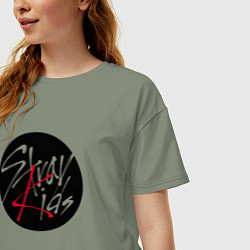 Футболка оверсайз женская Stray Kids logo, цвет: авокадо — фото 2