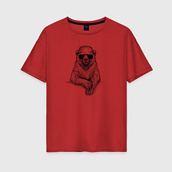 Женская футболка оверсайз Медведь модник