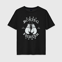 Футболка оверсайз женская Boxing fighter, цвет: черный