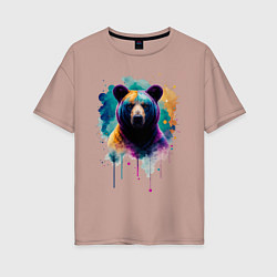 Женская футболка оверсайз Медведь портрет