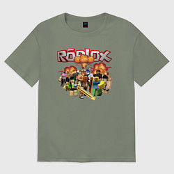 Футболка оверсайз женская Роблокс на фоне взрыва roblox, цвет: авокадо