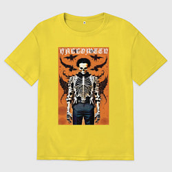 Футболка оверсайз женская Cool skeleton - poster - halloween, цвет: желтый