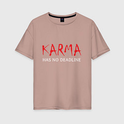 Футболка оверсайз женская Karma has no deadline, цвет: пыльно-розовый