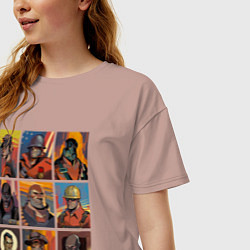 Футболка оверсайз женская Team fortress 2 - портреты персонажей, цвет: пыльно-розовый — фото 2