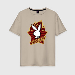 Женская футболка оверсайз Кролик Playboy всегда готов