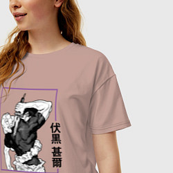 Футболка оверсайз женская Магическая битва Toji Fushiguro, цвет: пыльно-розовый — фото 2