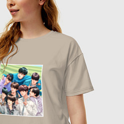 Футболка оверсайз женская Stray Kids вместе, цвет: миндальный — фото 2