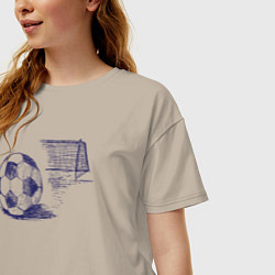 Футболка оверсайз женская Футбольчик, цвет: миндальный — фото 2