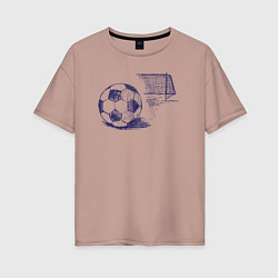 Футболка оверсайз женская Футбольчик, цвет: пыльно-розовый