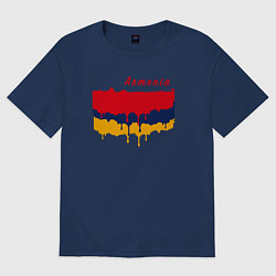 Футболка оверсайз женская Flag Armenia, цвет: тёмно-синий