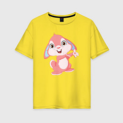 Женская футболка оверсайз Розовый крольчонок