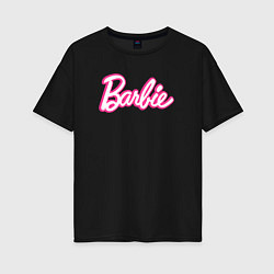Футболка оверсайз женская Барби Фильм Логотип, цвет: черный