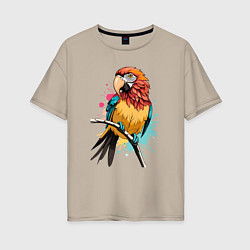 Женская футболка оверсайз Акварельный попугай