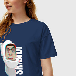 Футболка оверсайз женская Skibidi Toilet G-toilet, цвет: тёмно-синий — фото 2