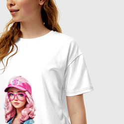 Футболка оверсайз женская Барби в кепке, цвет: белый — фото 2