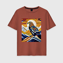 Футболка оверсайз женская Орел в горах, цвет: кирпичный