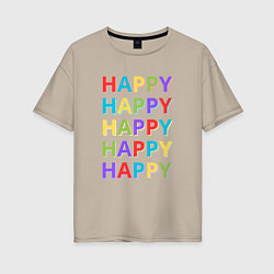 Женская футболка оверсайз Разноцветное счастье