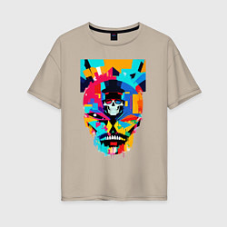 Женская футболка оверсайз Funny skull - pop art