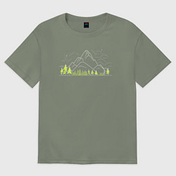 Футболка оверсайз женская Горы да лес, цвет: авокадо