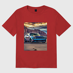 Женская футболка оверсайз Авто Додж Челленджер