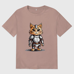 Футболка оверсайз женская Рыжий кот в доспехах, цвет: пыльно-розовый