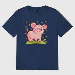 Женская футболка оверсайз Розовый поросёнок