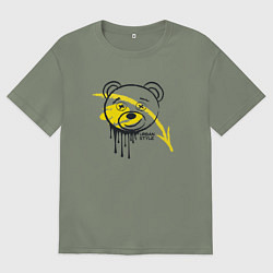 Футболка оверсайз женская Медведь в стиле urban, цвет: авокадо