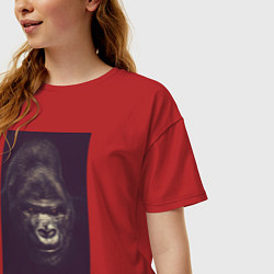 Футболка оверсайз женская Горилла внимательная, цвет: красный — фото 2