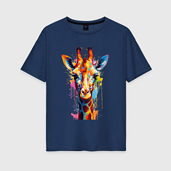 Женская футболка оверсайз Граффити с жирафом