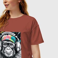 Футболка оверсайз женская Обезьяна в тренде, цвет: кирпичный — фото 2