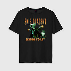Женская футболка оверсайз Skibidi toilet agent
