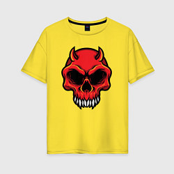 Женская футболка оверсайз Red skull