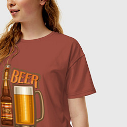 Футболка оверсайз женская Light beer, цвет: кирпичный — фото 2